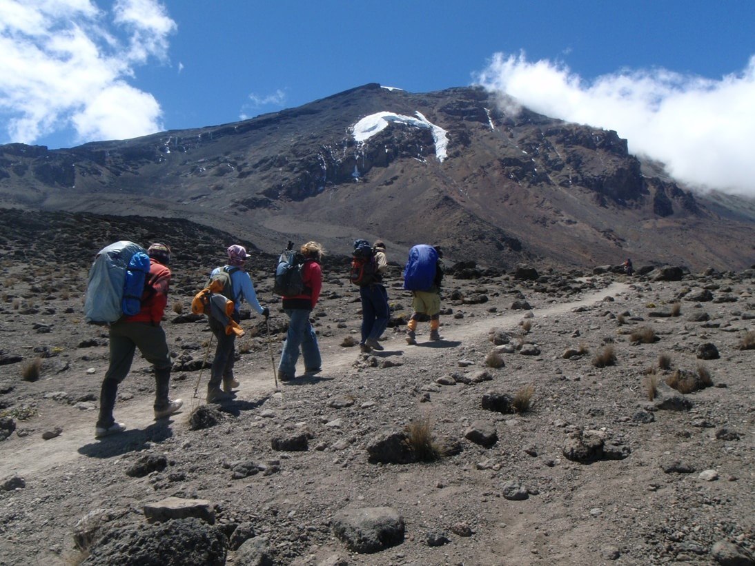 Facts about Mount Kilimanjaro — Climbers Heading to the Base of Kilimanjaro Lava Tower.