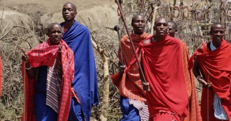 Maasai tribe of africa — maasai men performing traditional dance & songs, tanzania.