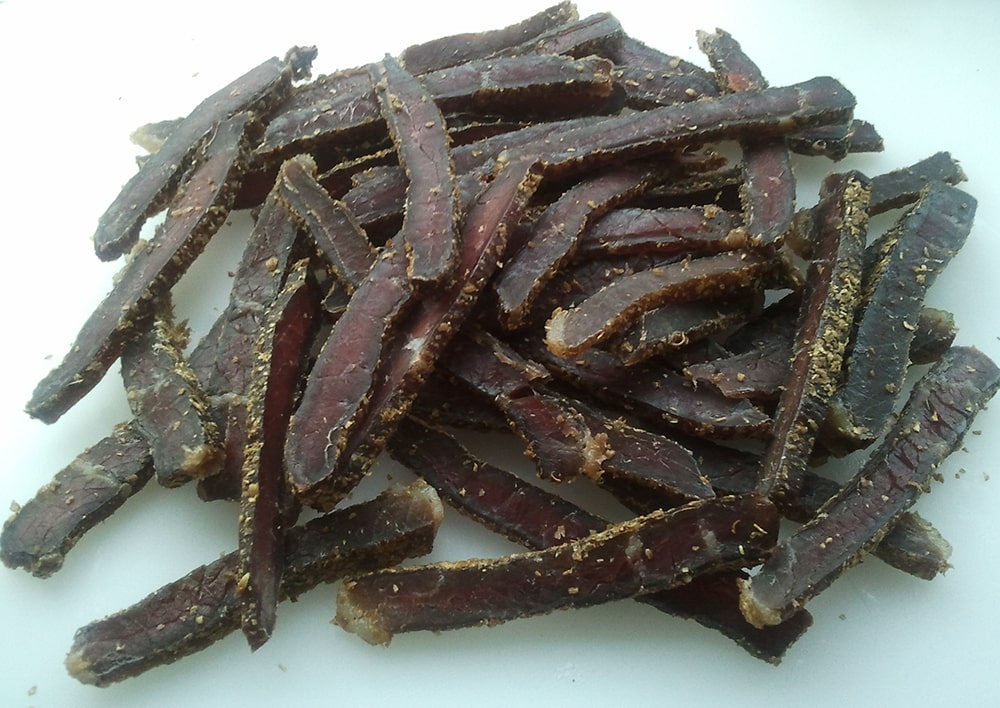 Traditional foods of south africa — sliced beef biltong.