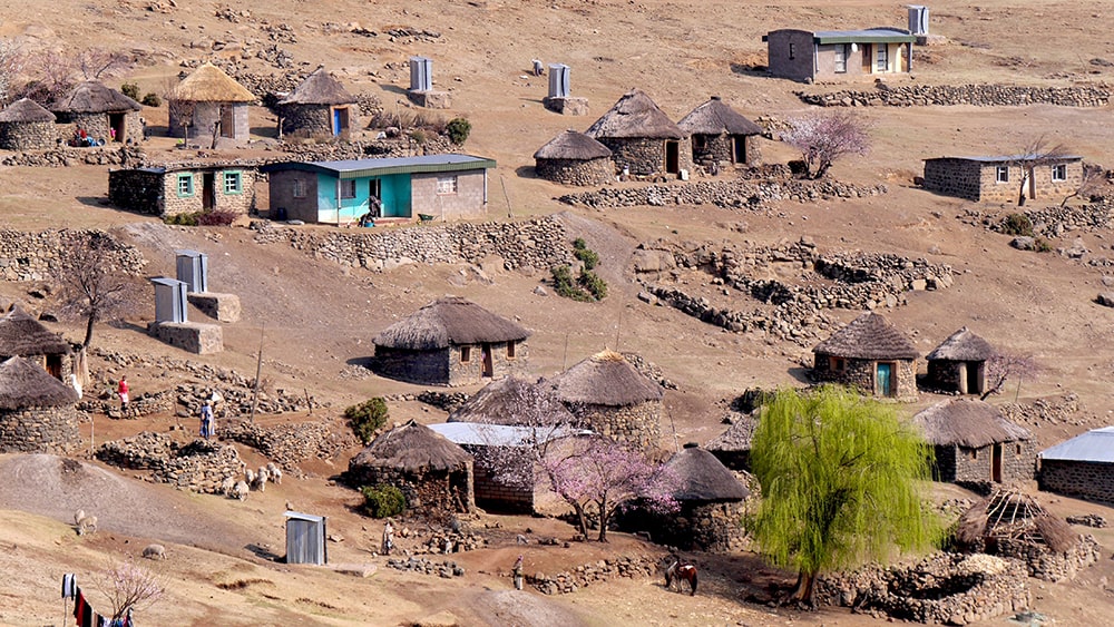 Zulu People of Africa — Kingdom of Lesotho Is a Mountain Village & Home of the Zulus, South Africa.